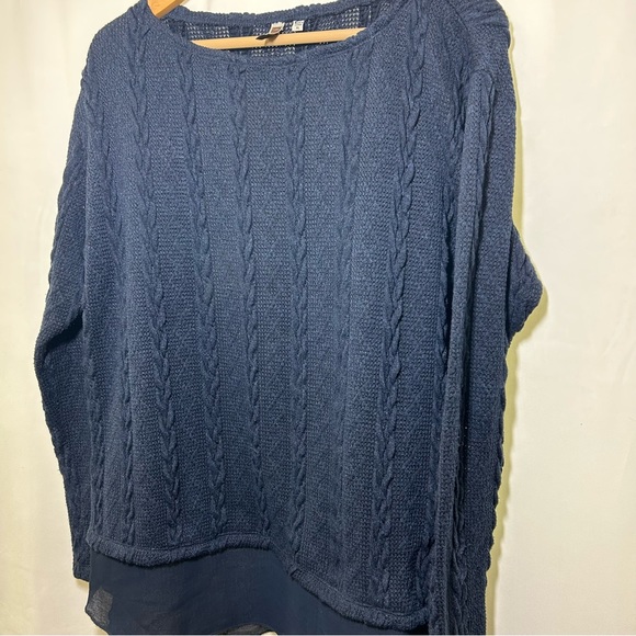 Kut from cloth Cable knit Sweater Woven Size XL Blue - Picture 2 of 4